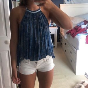 FREE PEOPLE SEASON IN THE SUN  BLUE TANK TOP